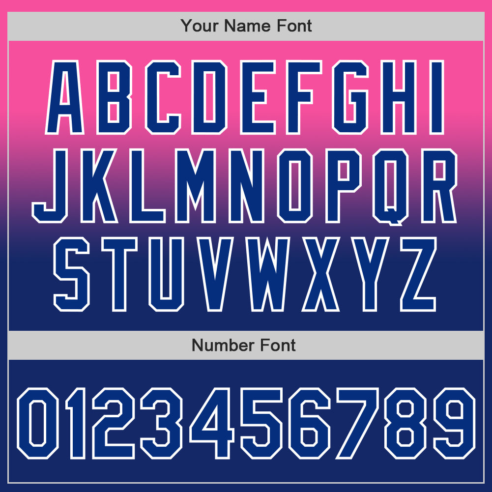 Custom Pink Royal-White Authentic Fade Fashion Baseball Jersey view 5
