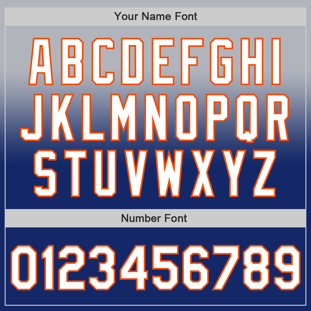 Custom Gray White Royal-Orange Authentic Fade Fashion Baseball Jersey view 5