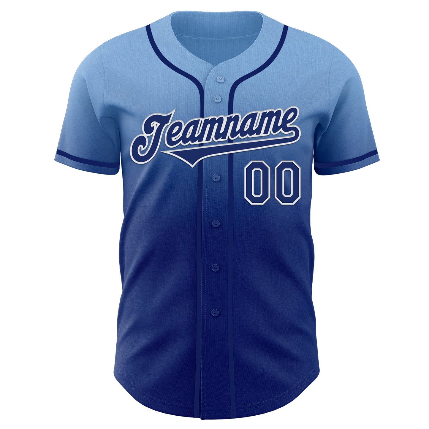 Custom Light Blue Royal-White Authentic Fade Fashion Baseball Jersey view 2