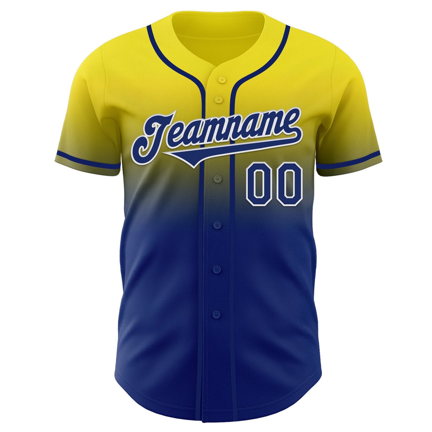 Custom Light Yellow Royal-White Authentic Fade Fashion Baseball Jersey view 2