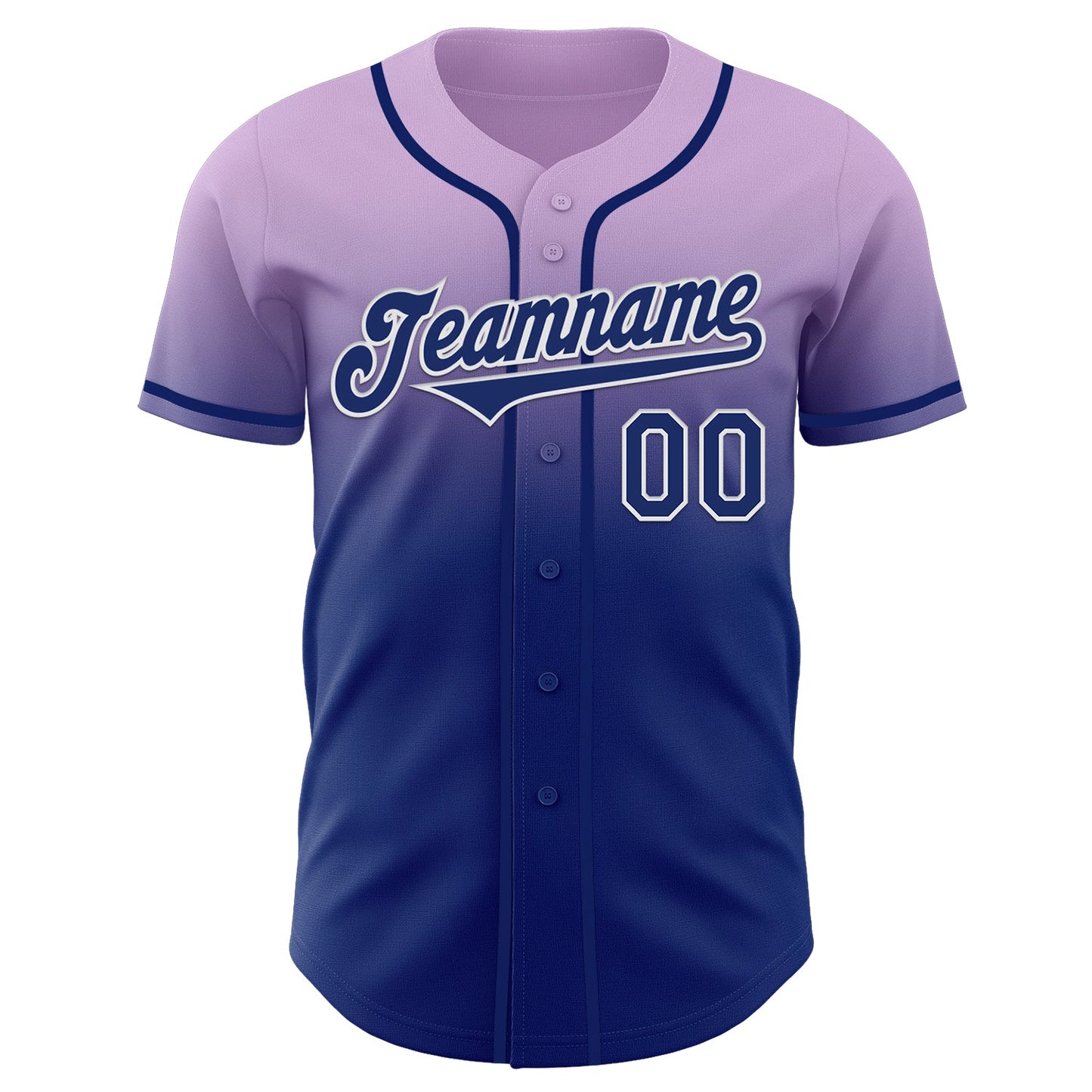 Custom Light Purple Royal-White Authentic Fade Fashion Baseball Jersey view 2