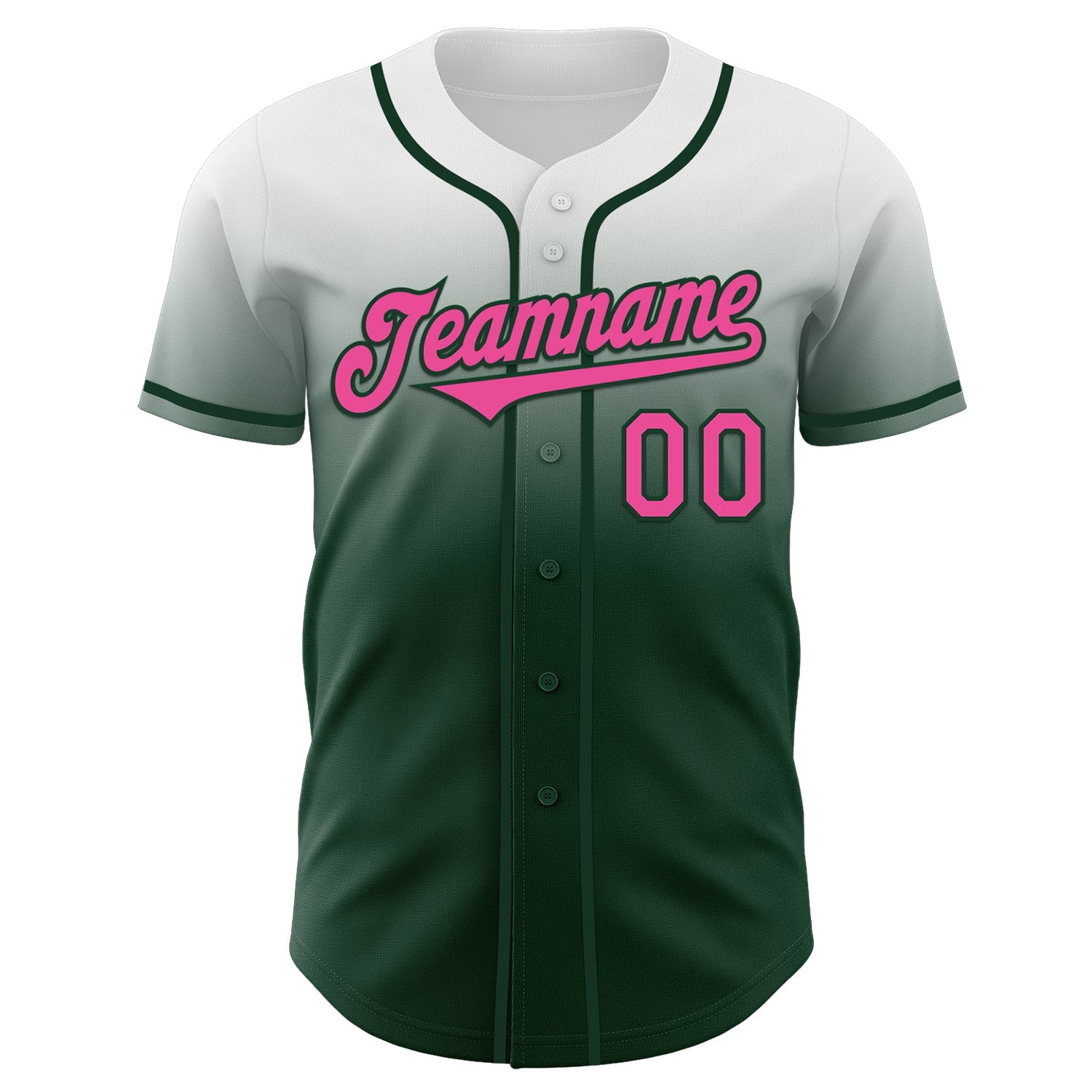 Custom White Pink-Green Authentic Fade Fashion Baseball Jersey view 2