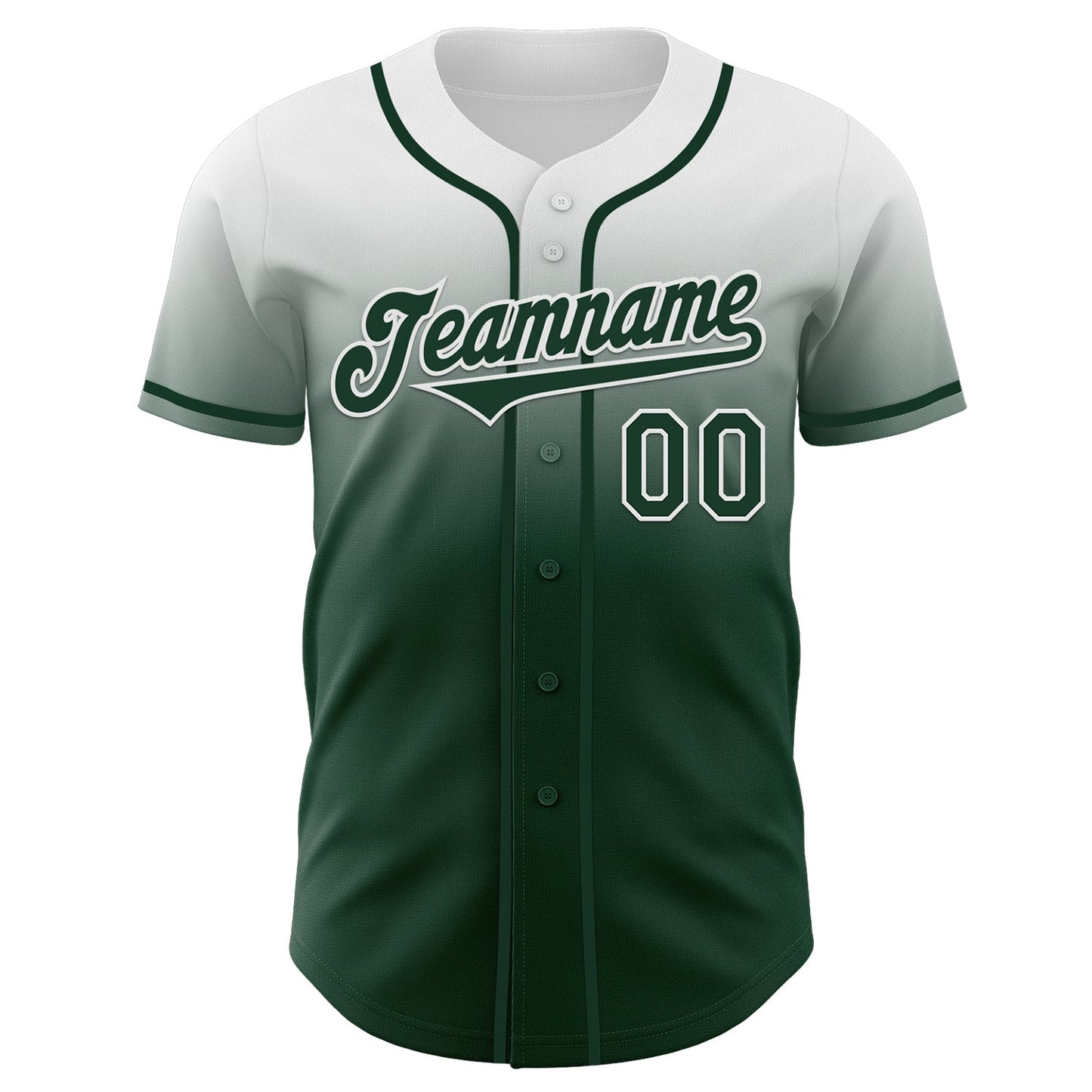 Custom White Green Authentic Fade Fashion Baseball Jersey view 2