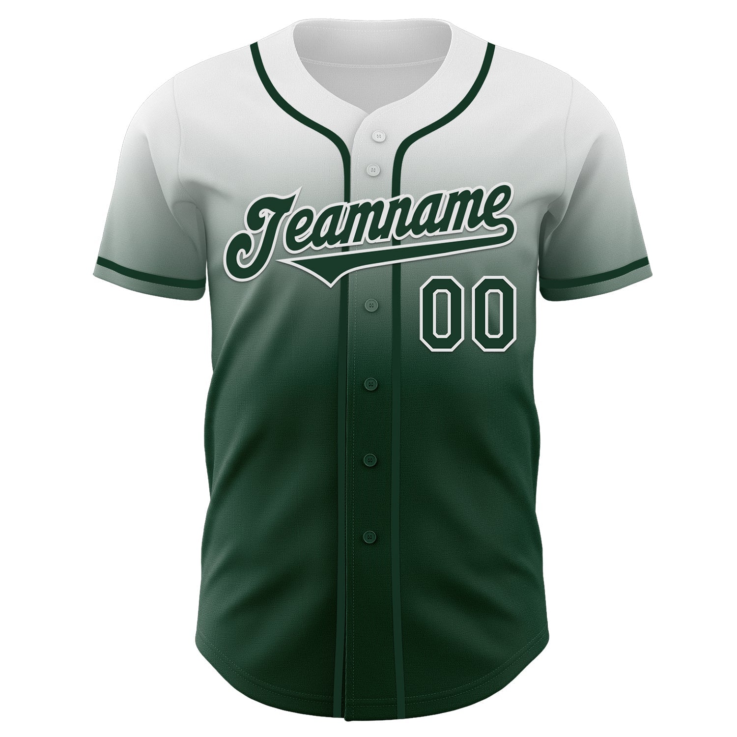 Custom White Green Authentic Fade Fashion Baseball Jersey view 2