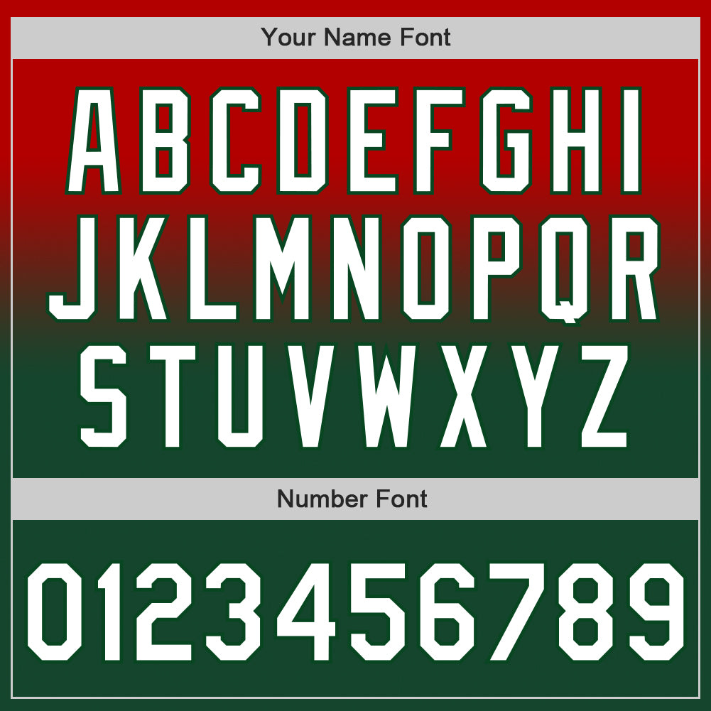 Custom Red White-Green Authentic Fade Fashion Baseball Jersey view 5