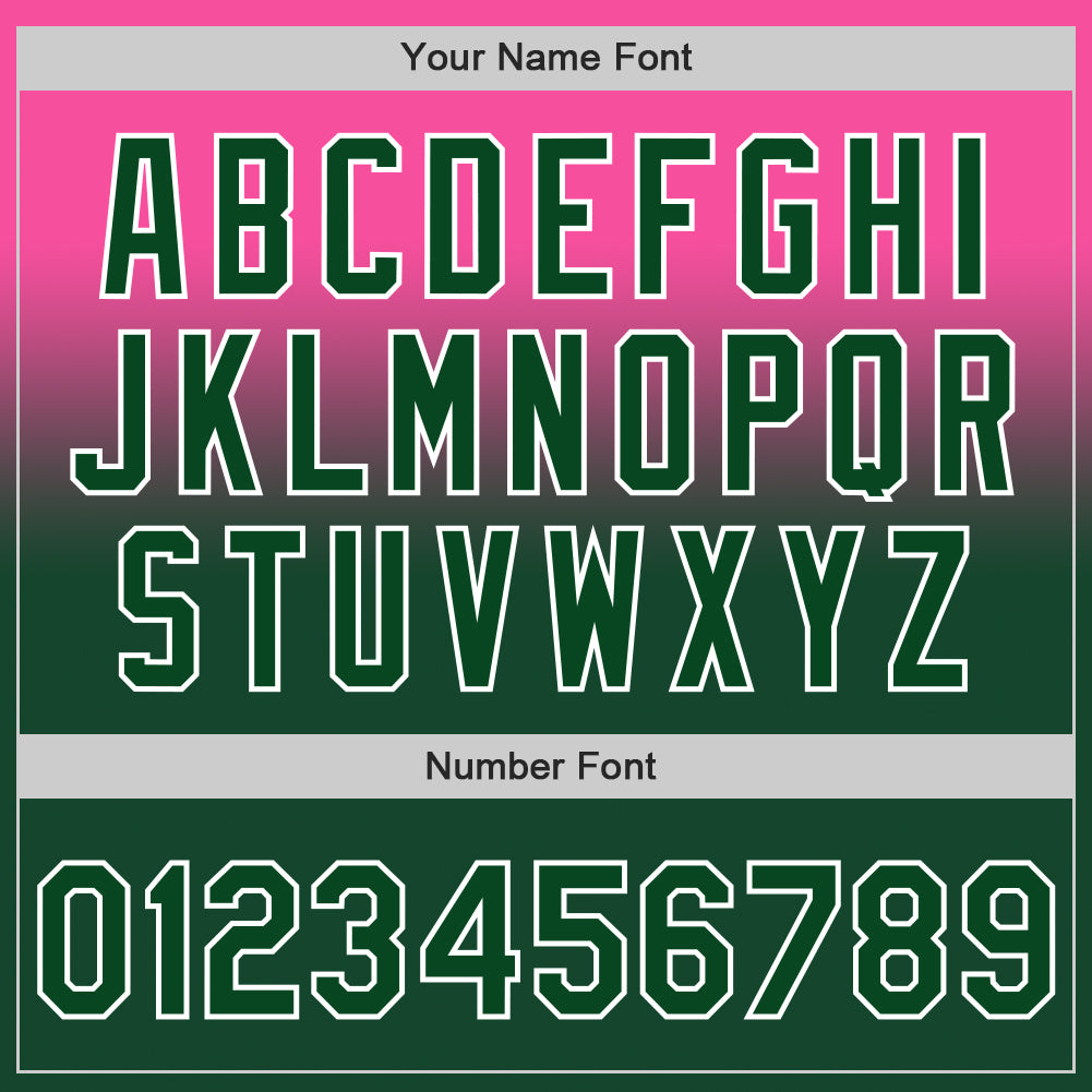 Custom Pink Green-White Authentic Fade Fashion Baseball Jersey view 5