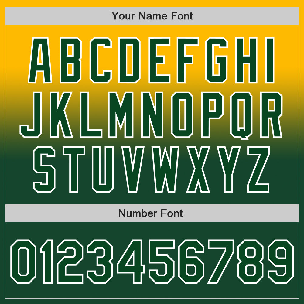 Custom Gold Green-White Authentic Fade Fashion Baseball Jersey view 5