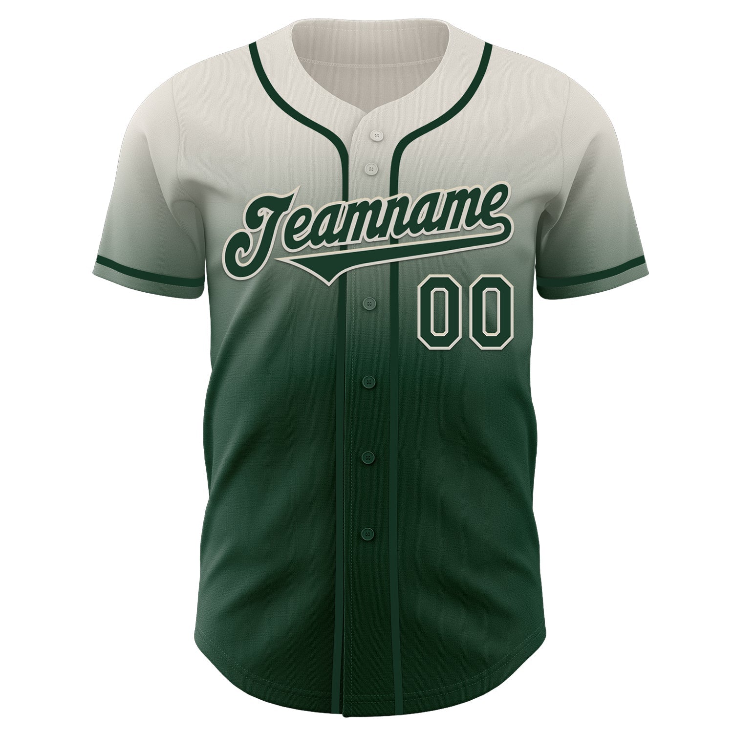 Custom Cream Green Authentic Fade Fashion Baseball Jersey view 2