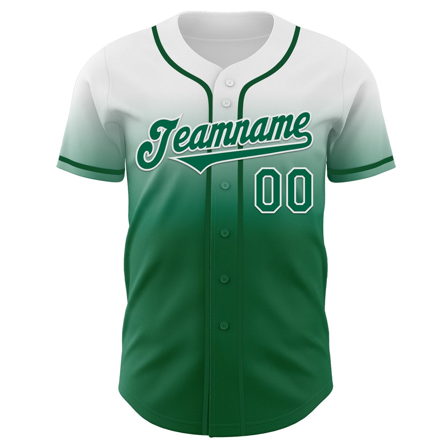 Custom White Kelly Green Authentic Fade Fashion Baseball Jersey view 2