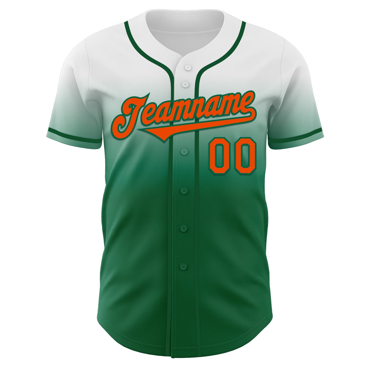 Custom White Orange-Kelly Green Authentic Fade Fashion Baseball Jersey view 2