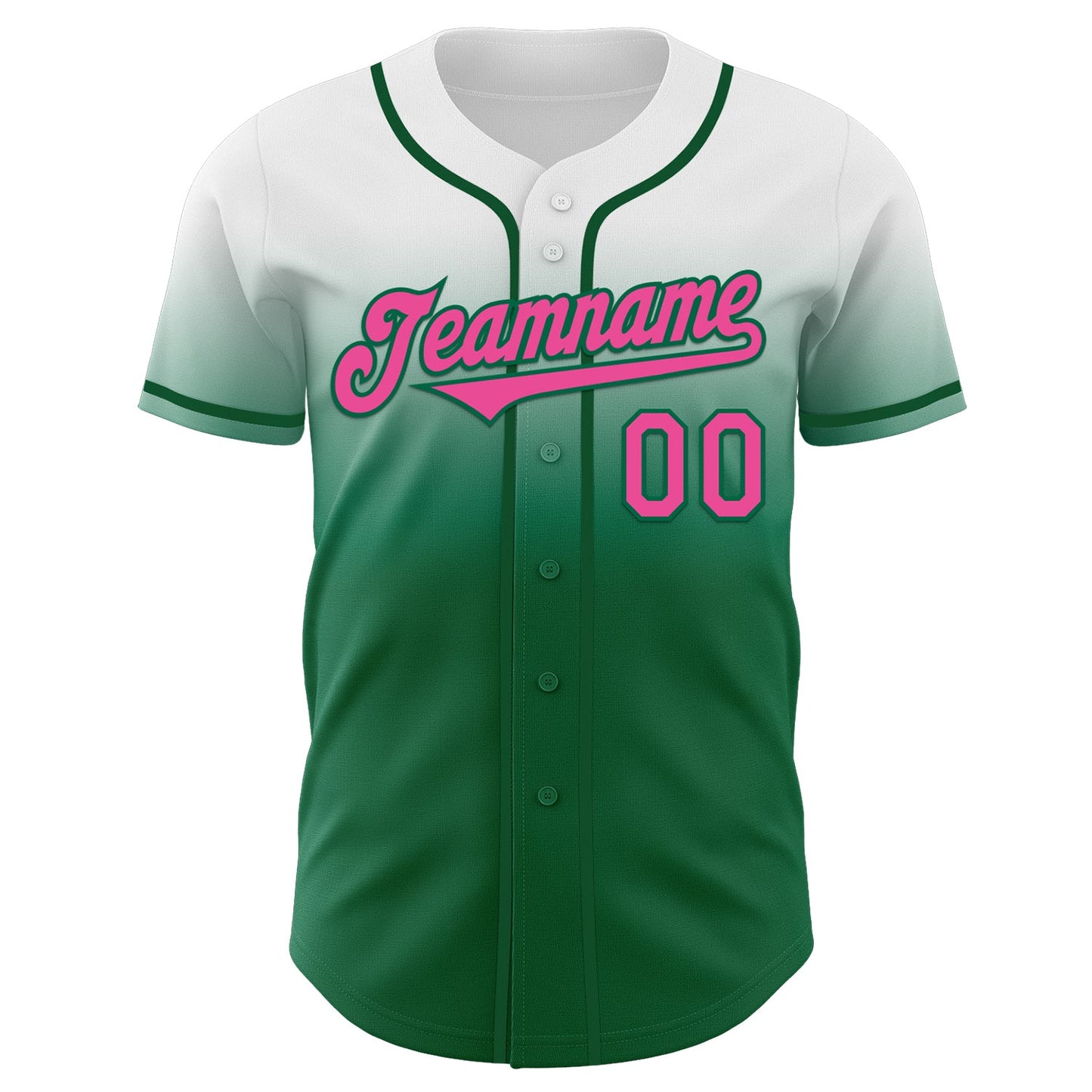 Custom White Pink-Kelly Green Authentic Fade Fashion Baseball Jersey view 2