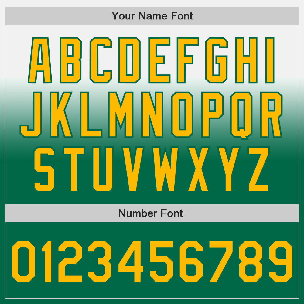 Custom White Gold-Kelly Green Authentic Fade Fashion Baseball Jersey view 5