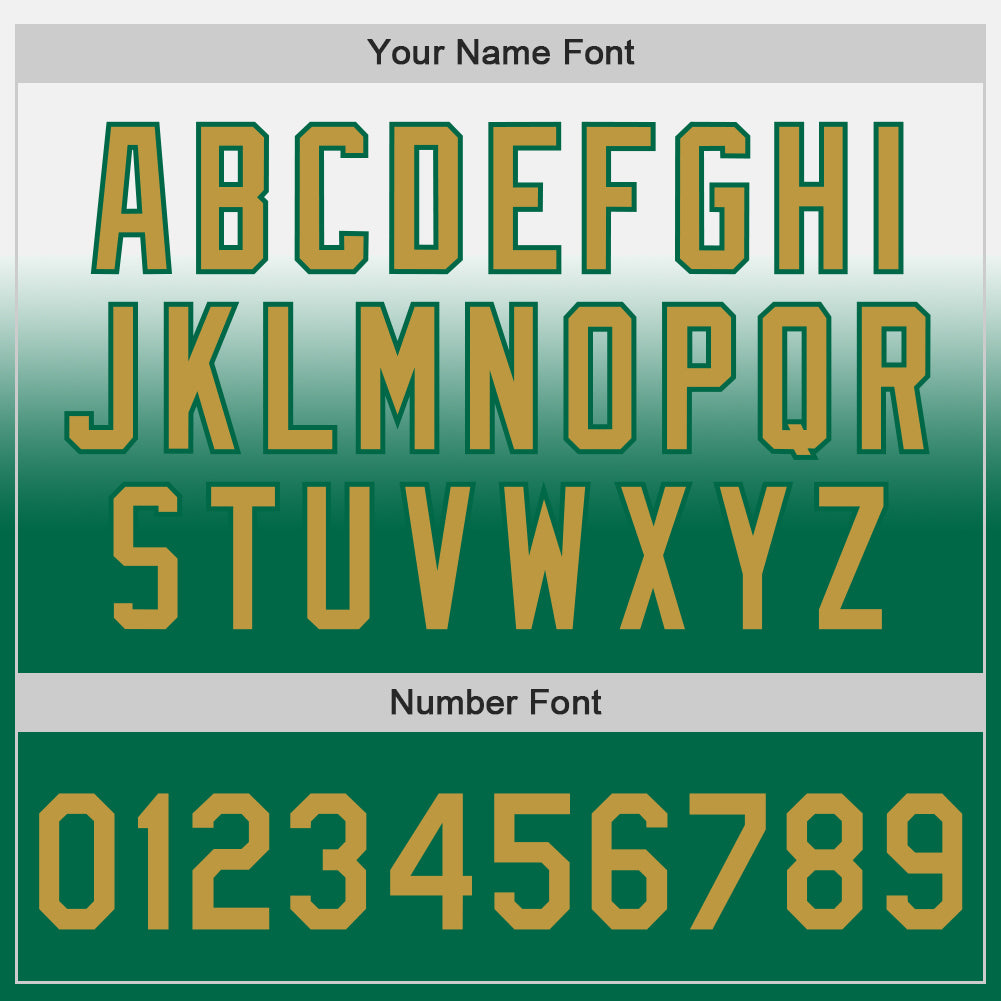Custom White Old Gold-Kelly Green Authentic Fade Fashion Baseball Jersey view 5