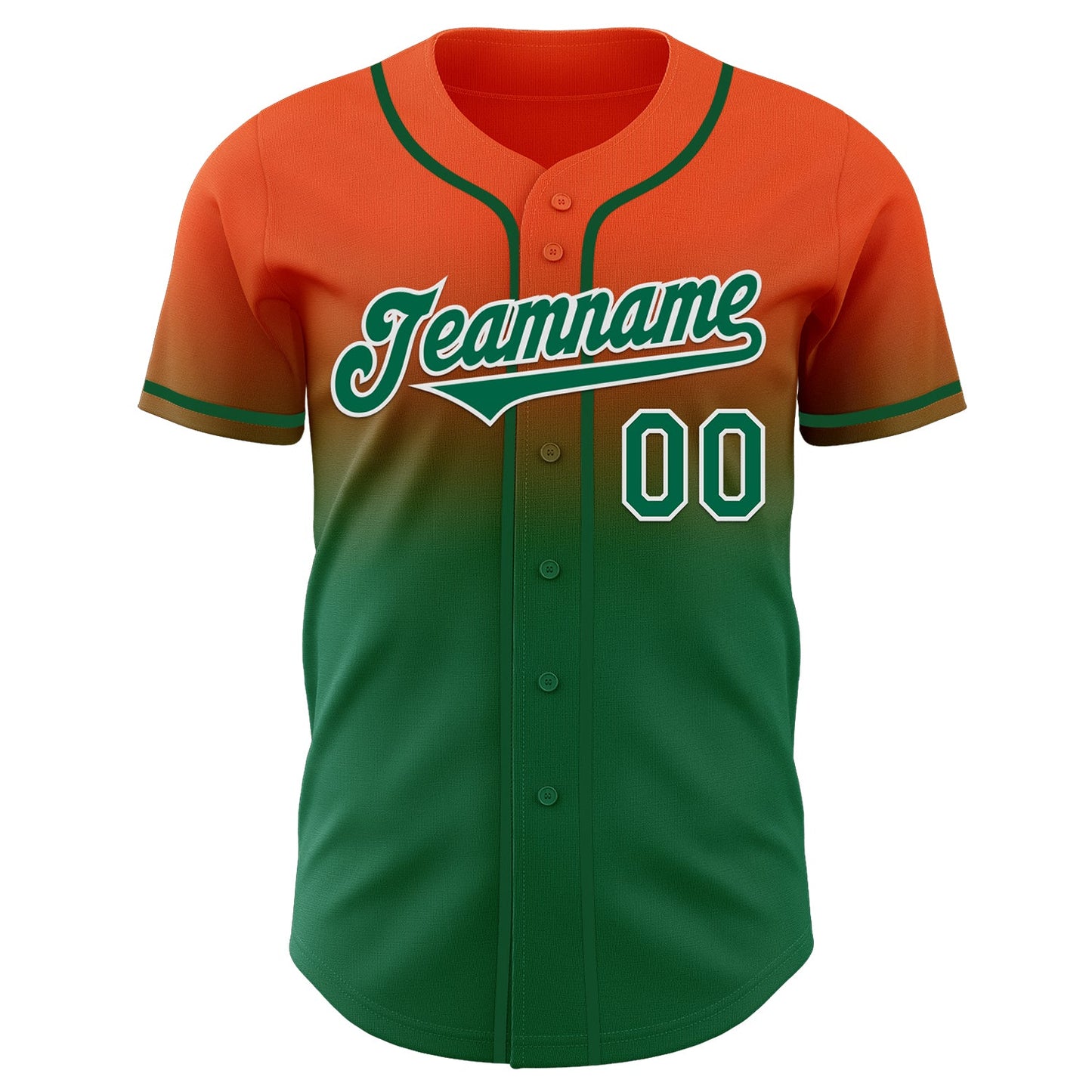 Custom Orange Kelly Green-White Authentic Fade Fashion Baseball Jersey view 2