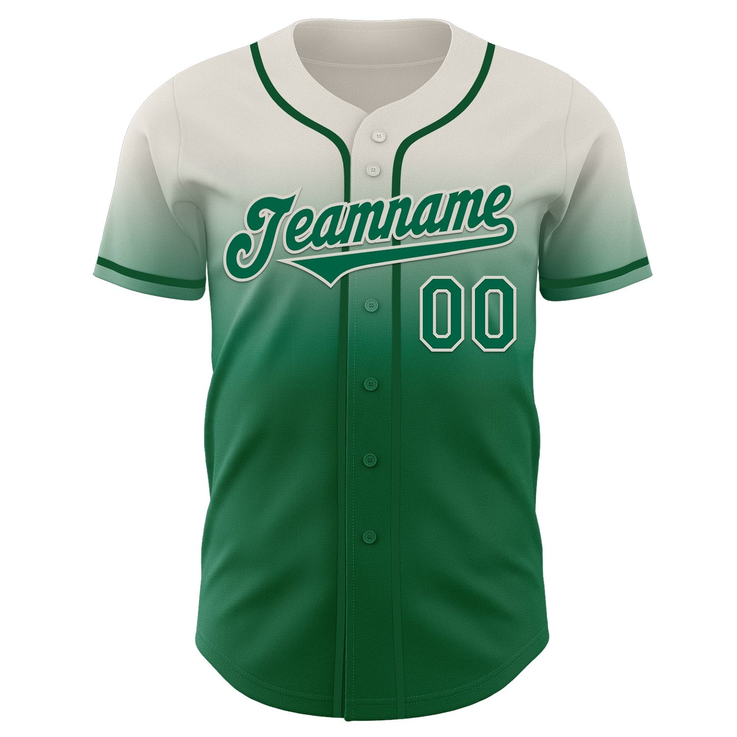 Custom Cream Kelly Green Authentic Fade Fashion Baseball Jersey view 2