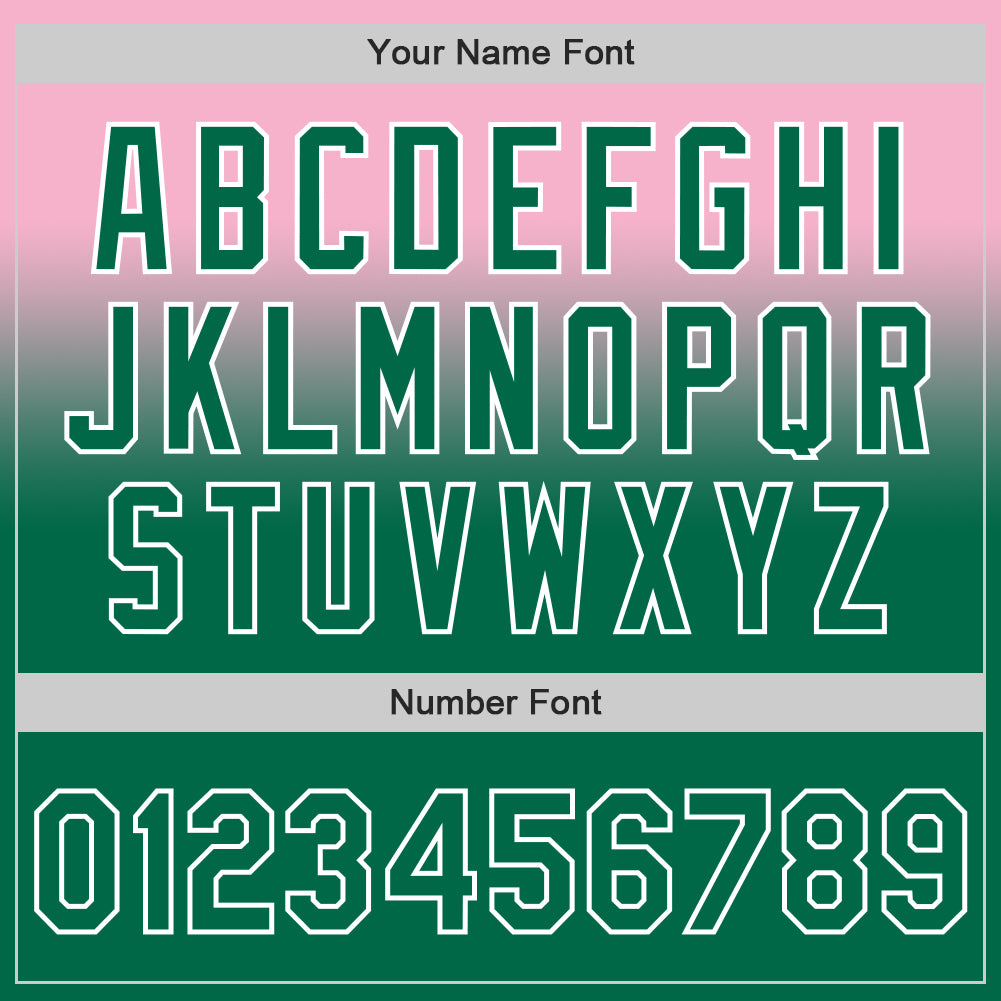 Custom Light Pink Kelly Green-White Authentic Fade Fashion Baseball Jersey view 5