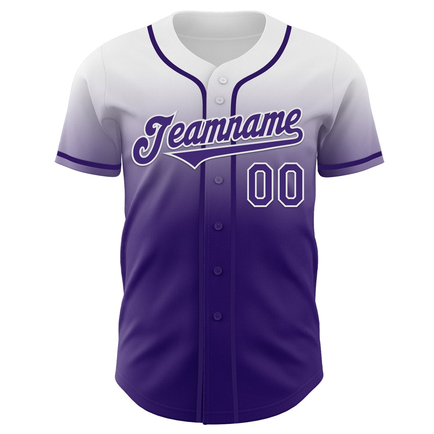Custom White Purple Authentic Fade Fashion Baseball Jersey view 2