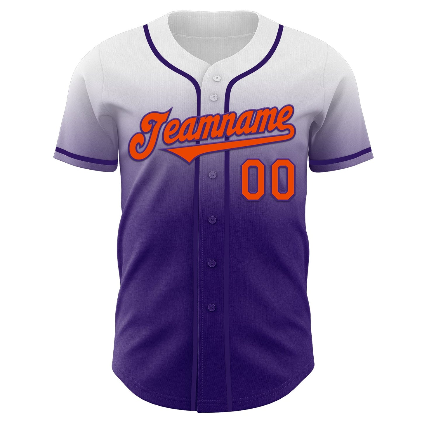 Custom White Orange-Purple Authentic Fade Fashion Baseball Jersey view 2