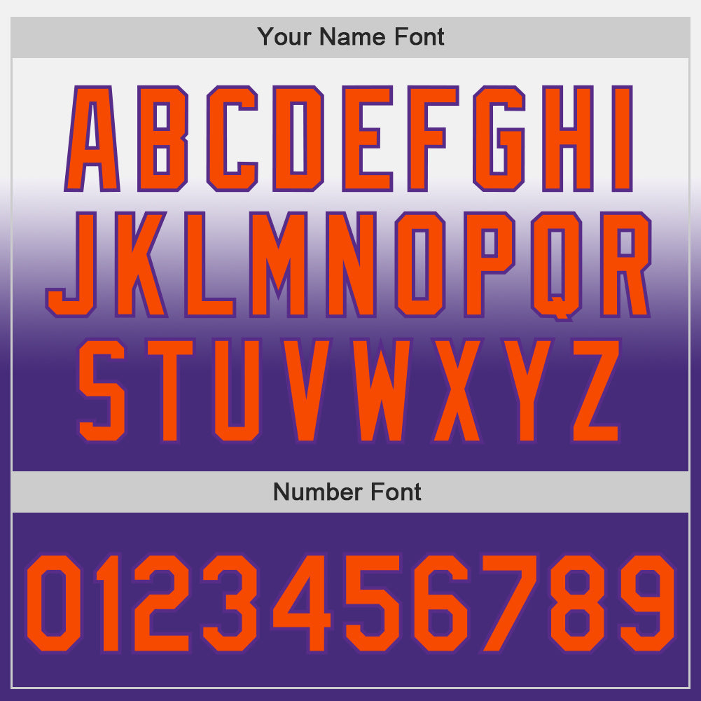 Custom White Orange-Purple Authentic Fade Fashion Baseball Jersey view 5