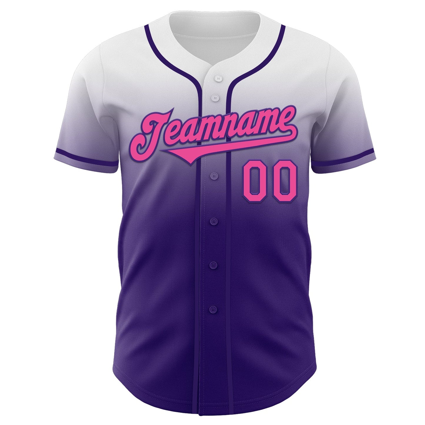 Custom White Pink-Purple Authentic Fade Fashion Baseball Jersey view 2