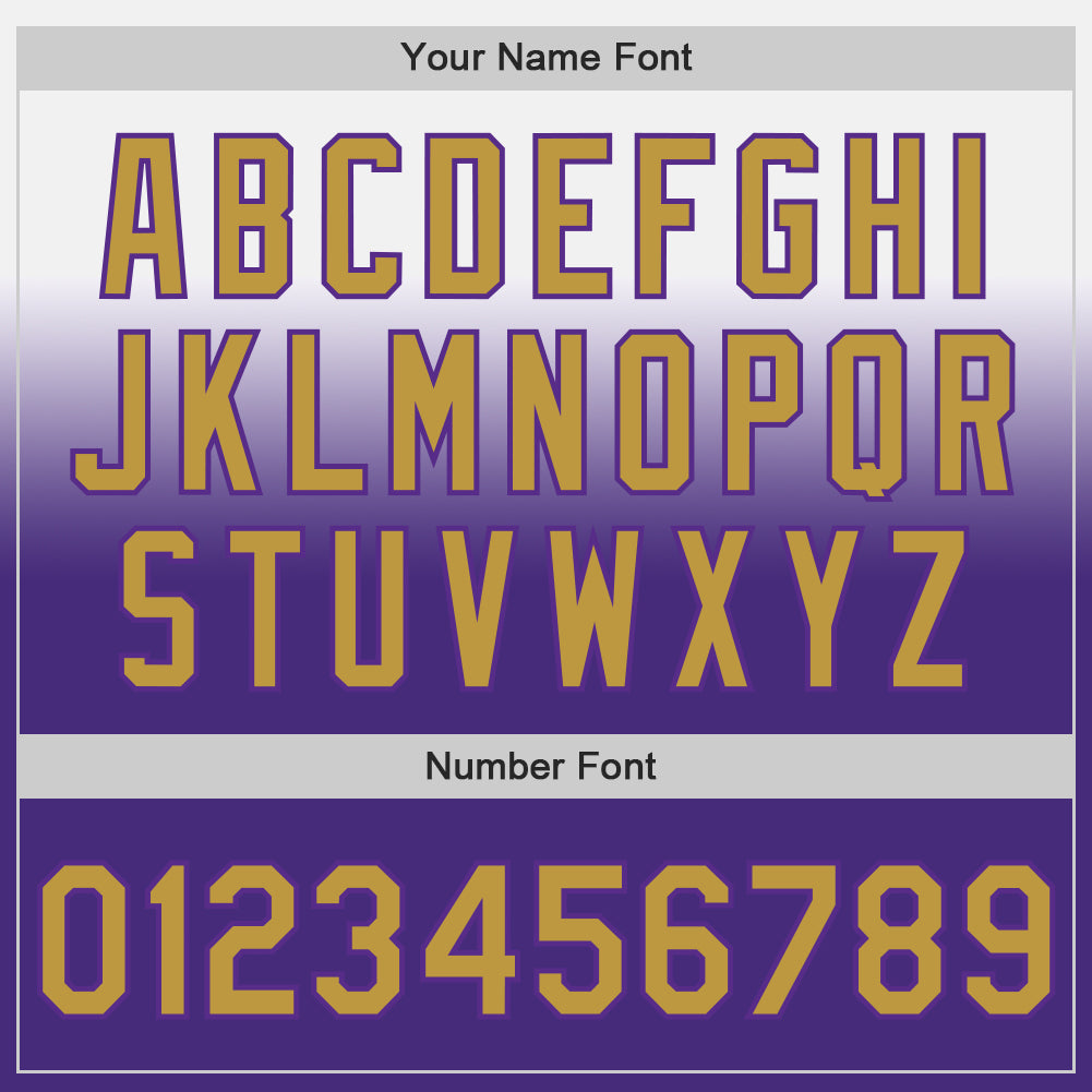 Custom White Old Gold-Purple Authentic Fade Fashion Baseball Jersey view 5