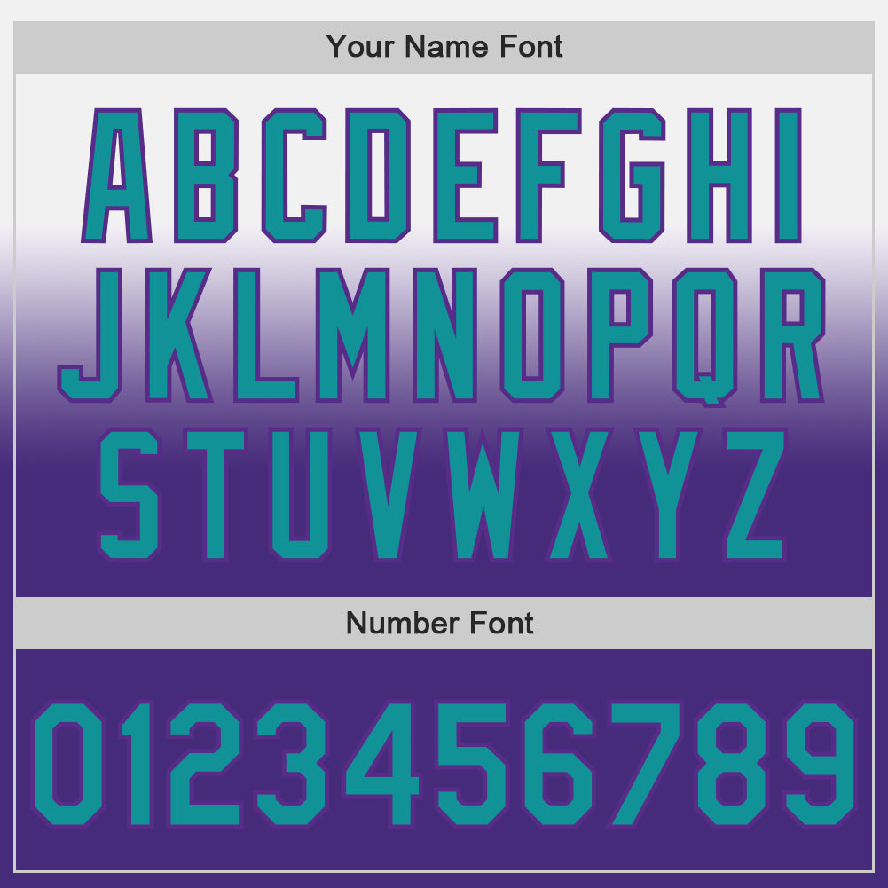 Custom White Teal-Purple Authentic Fade Fashion Baseball Jersey view 5