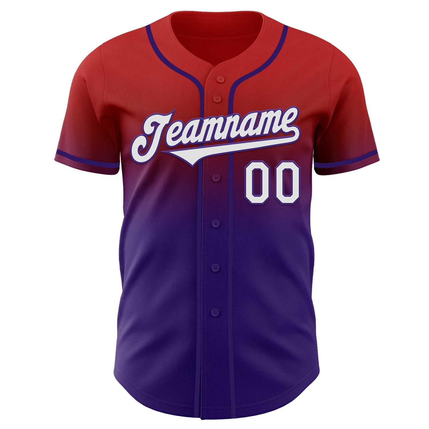 Custom Red White-Purple Authentic Fade Fashion Baseball Jersey view 2