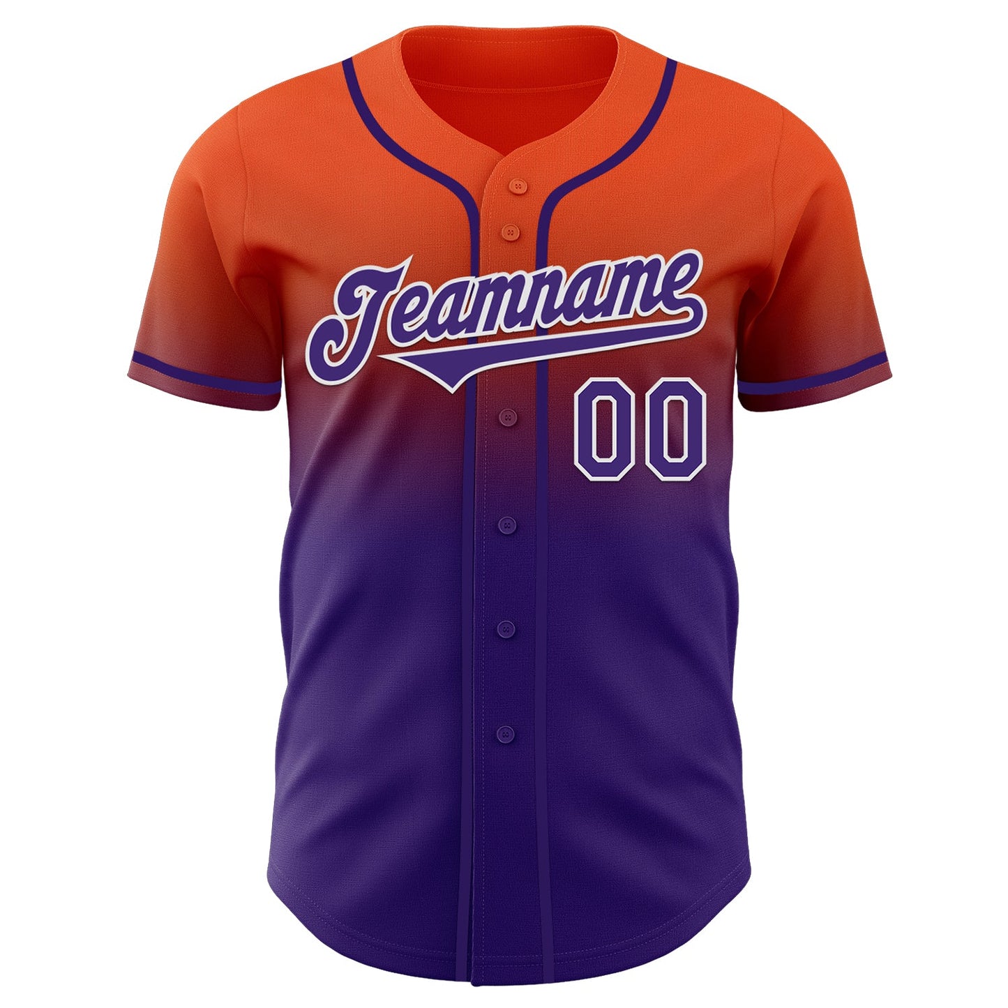 Custom Orange Purple-White Authentic Fade Fashion Baseball Jersey view 2