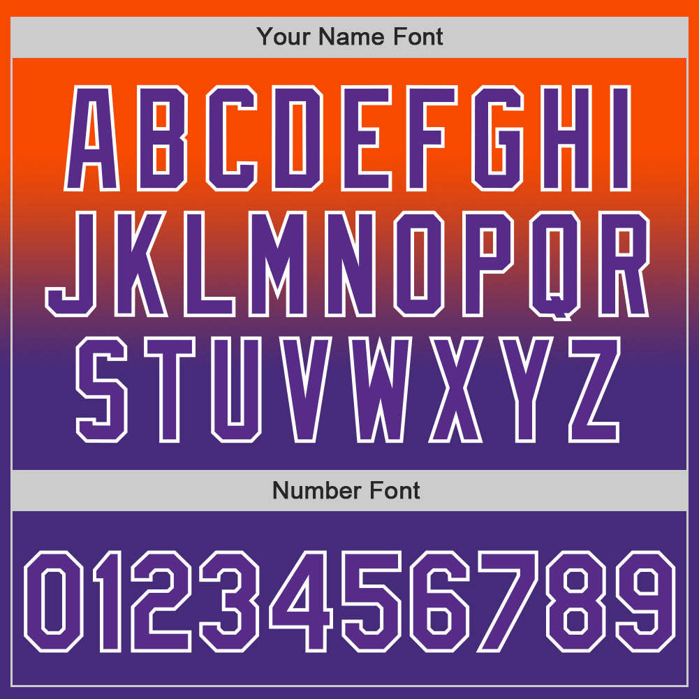 Custom Orange Purple-White Authentic Fade Fashion Baseball Jersey view 5