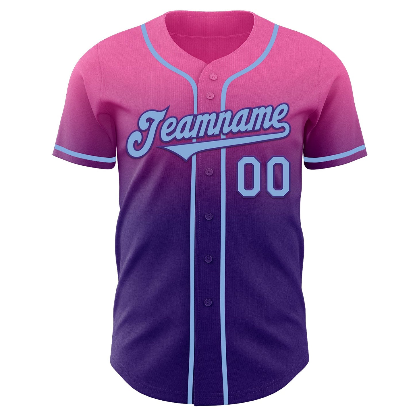 Custom Pink Light Blue-Purple Authentic Fade Fashion Baseball Jersey view 2