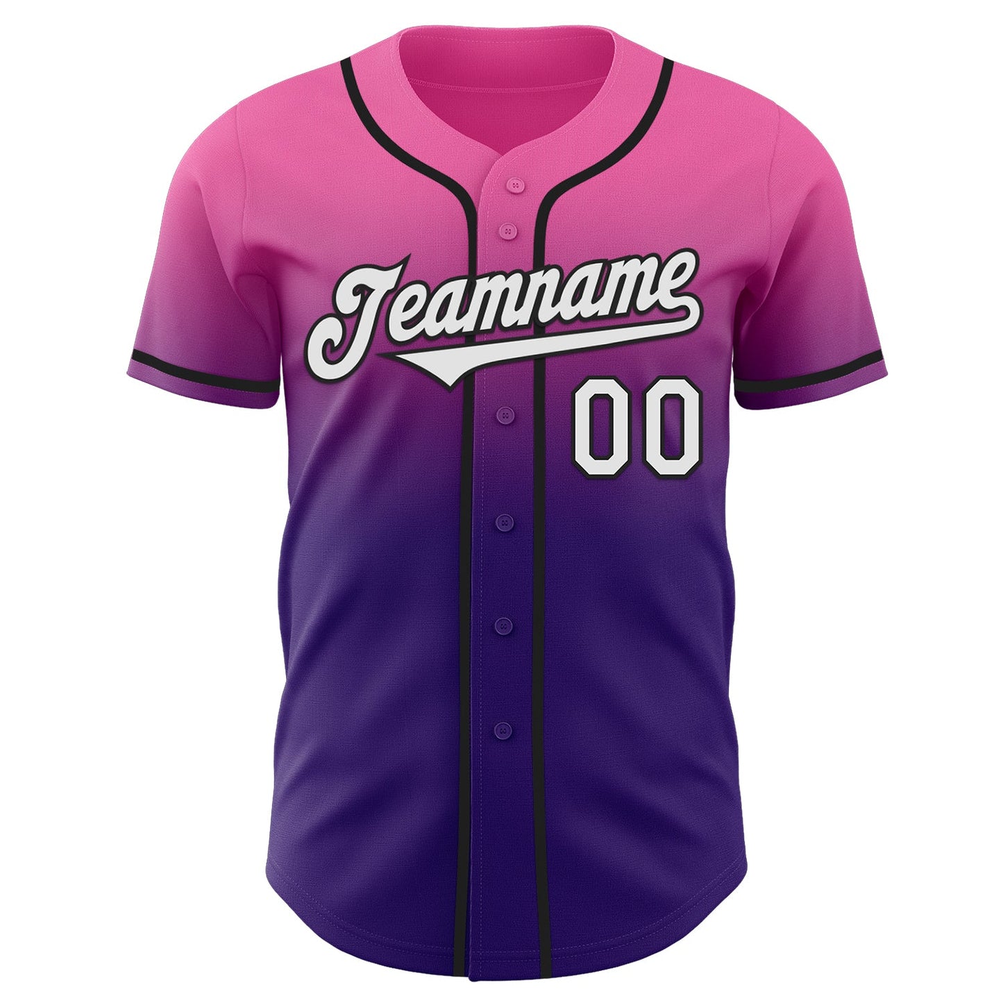 Custom Pink White Purple-Black Authentic Fade Fashion Baseball Jersey view 2
