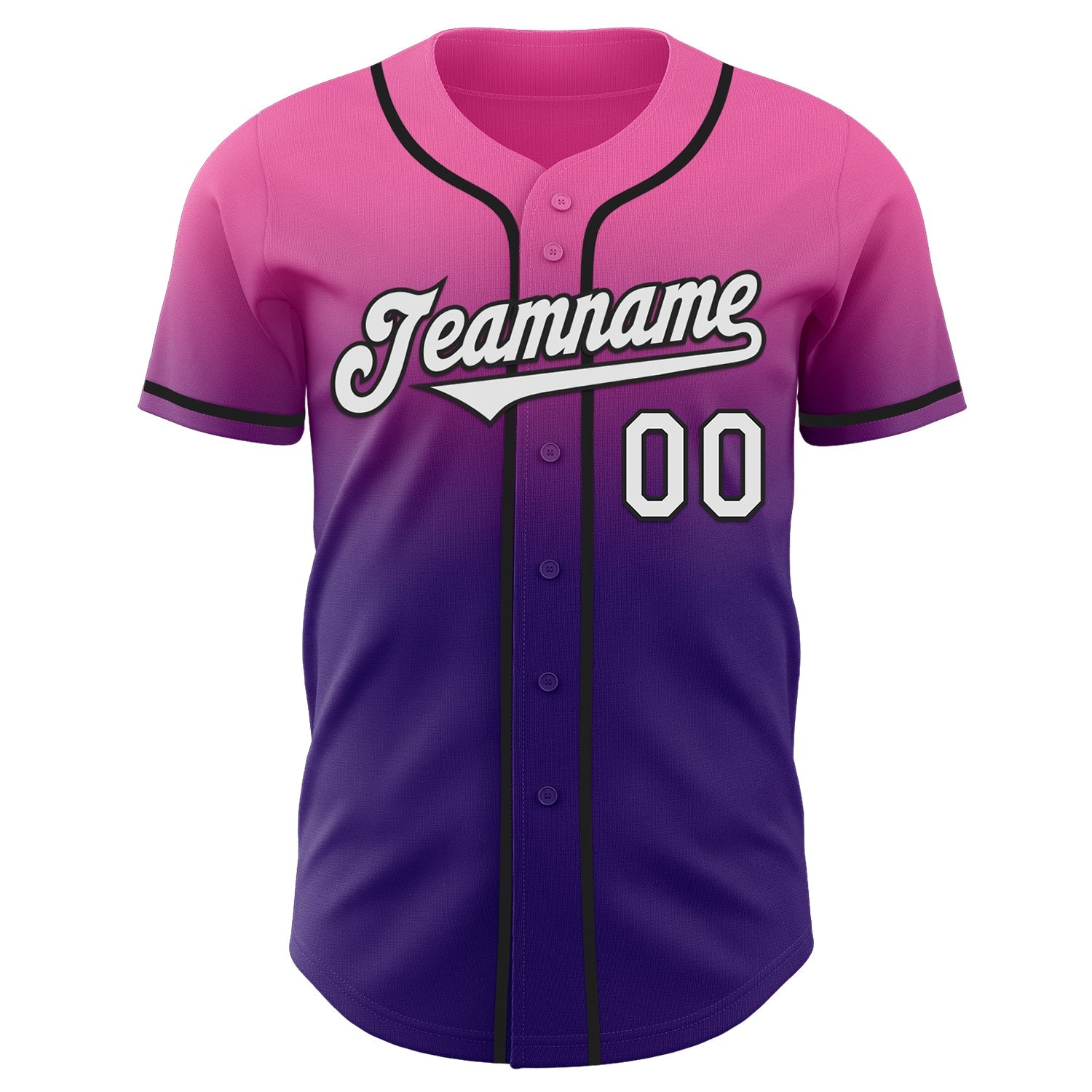Custom Pink White Purple-Black Authentic Fade Fashion Baseball Jersey view 2