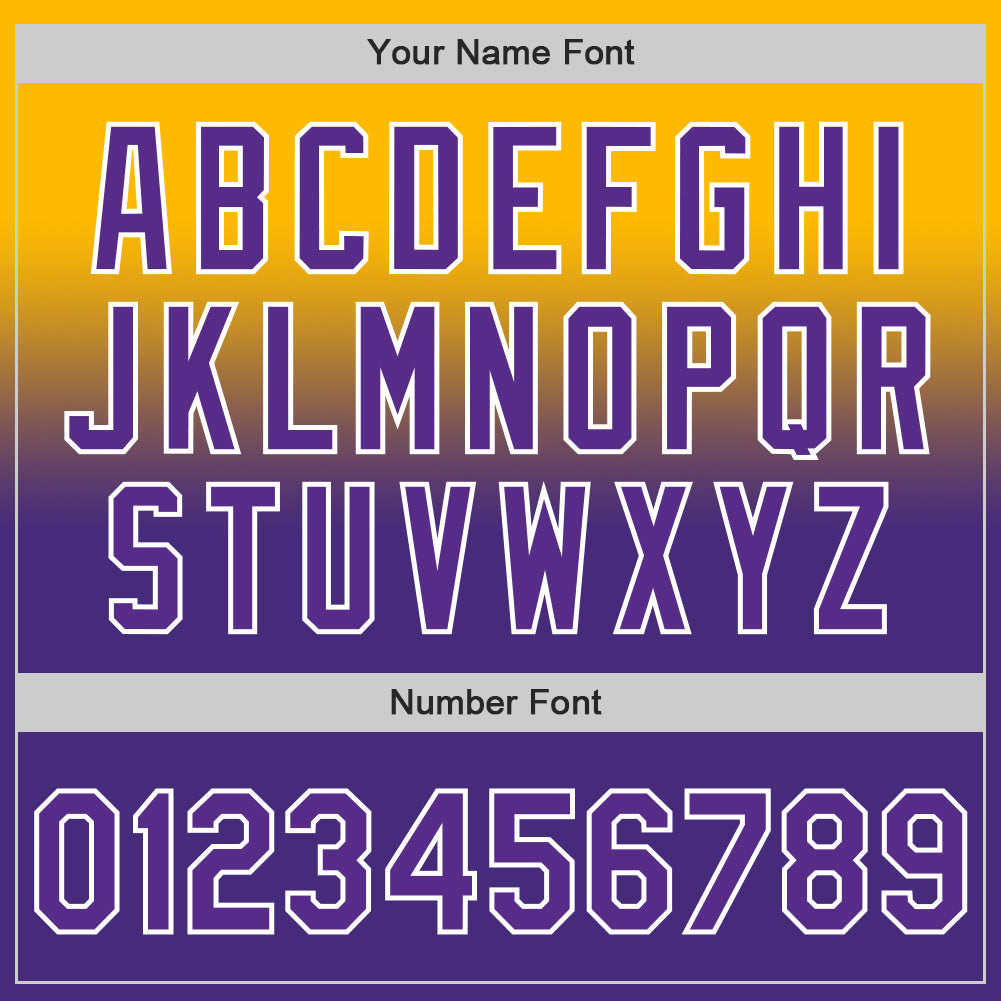 Custom Gold Purple-White Authentic Fade Fashion Baseball Jersey view 5