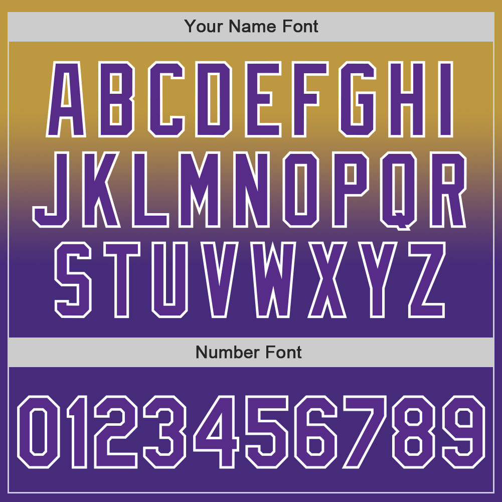 Custom Old Gold Purple-White Authentic Fade Fashion Baseball Jersey view 5