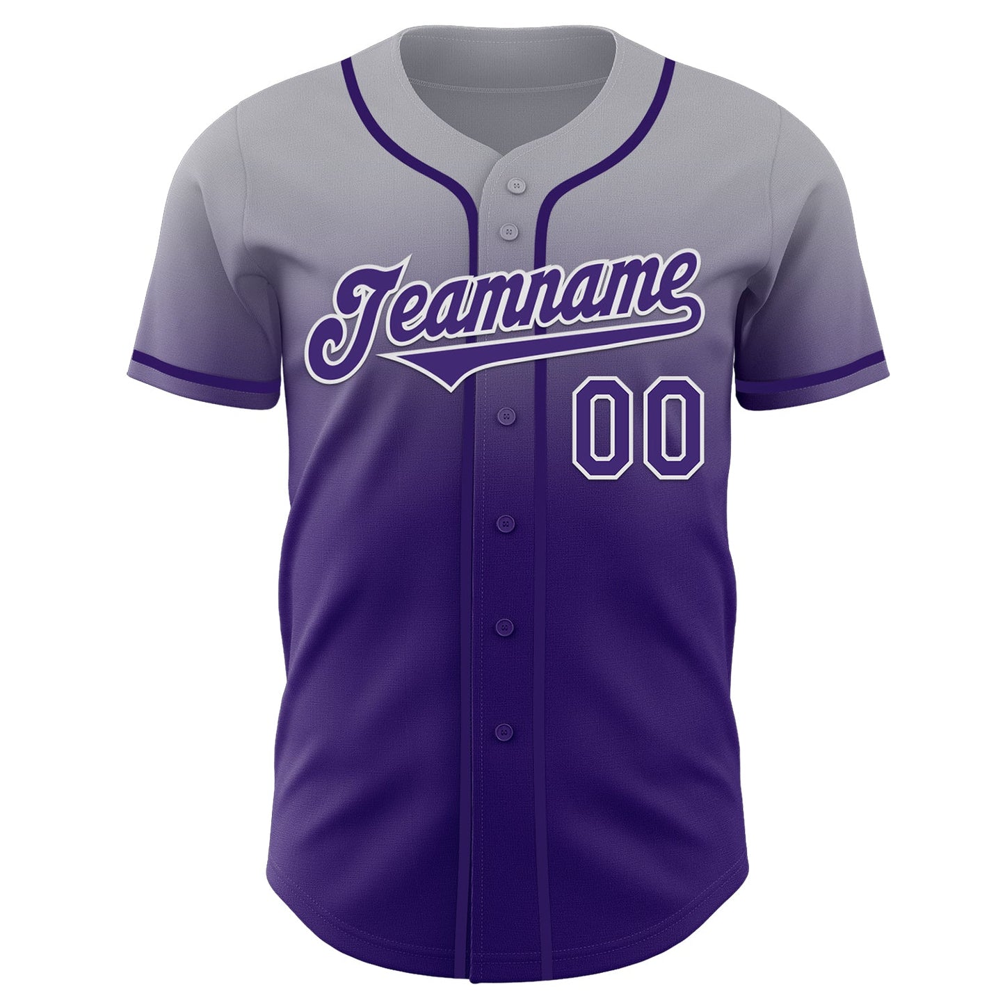 Custom Gray Purple-White Authentic Fade Fashion Baseball Jersey view 2