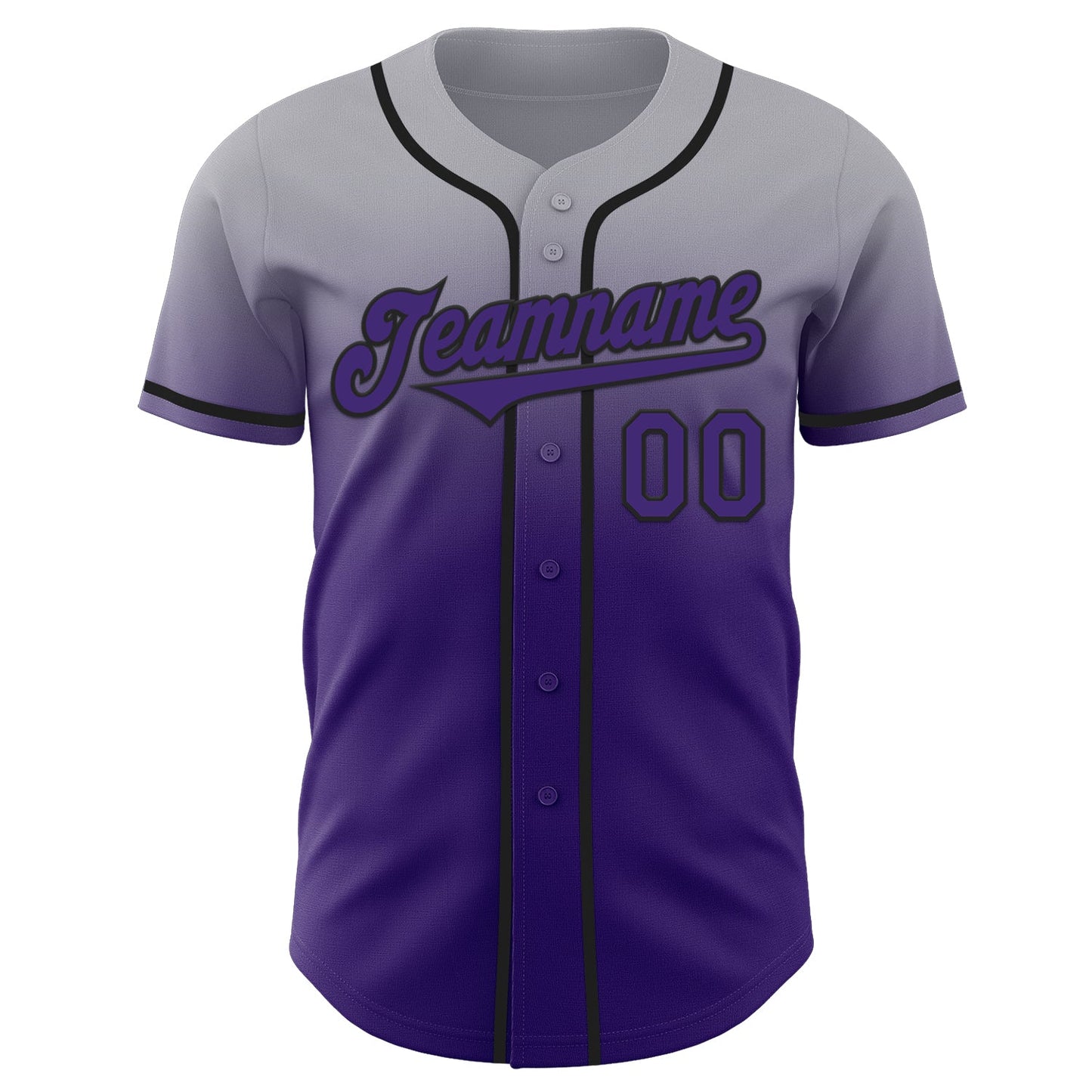 Custom Gray Purple-Black Authentic Fade Fashion Baseball Jersey view 2