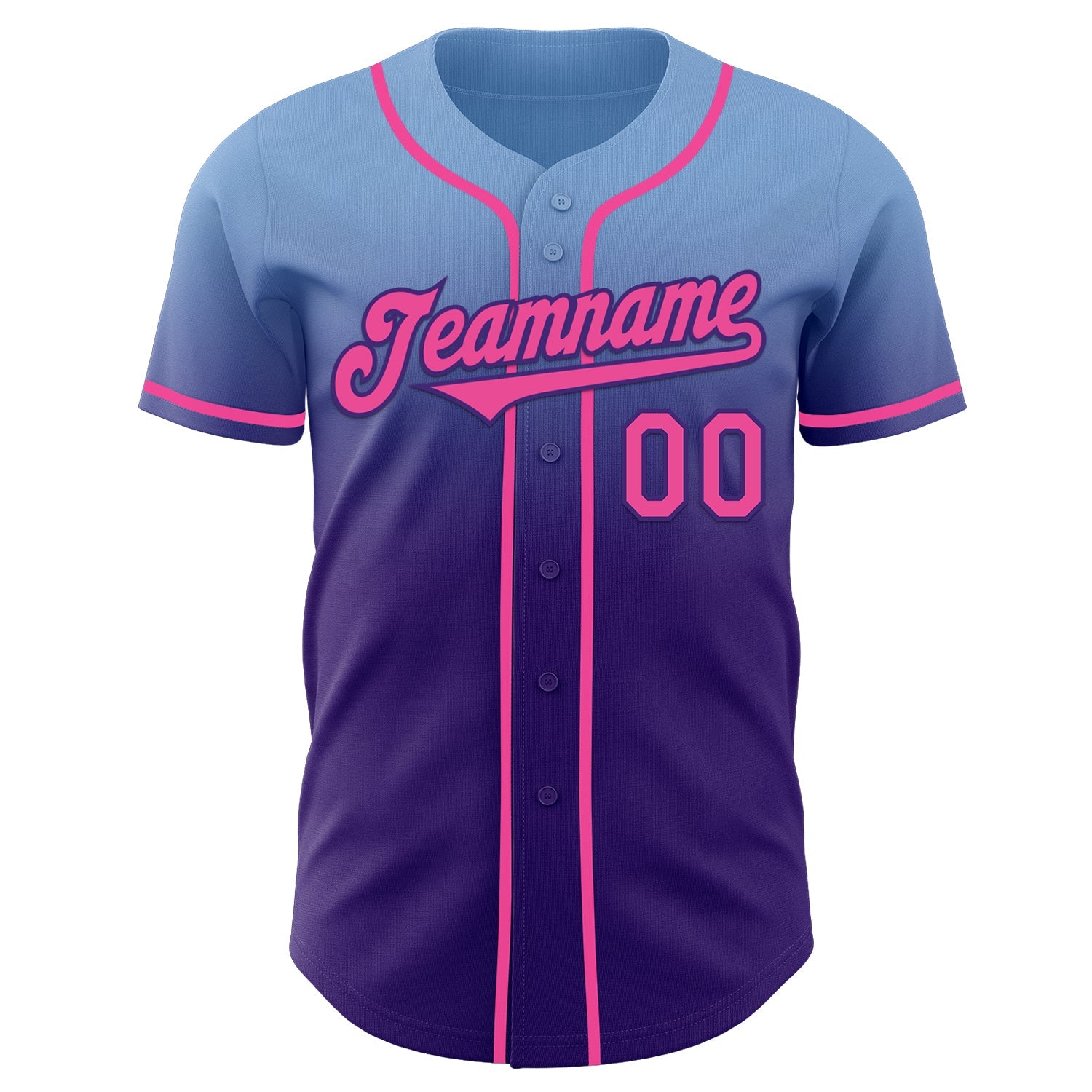 Custom Light Blue Pink-Purple Authentic Fade Fashion Baseball Jersey view 2