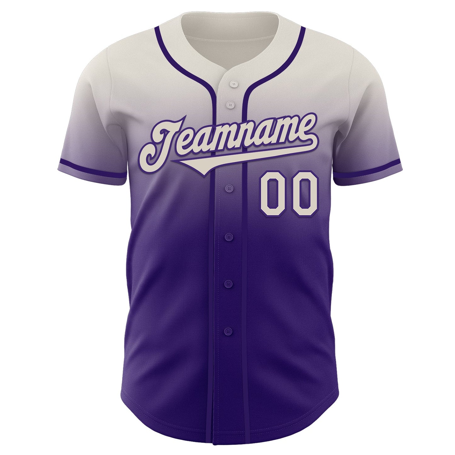 Custom Cream Purple Authentic Fade Fashion Baseball Jersey view 2