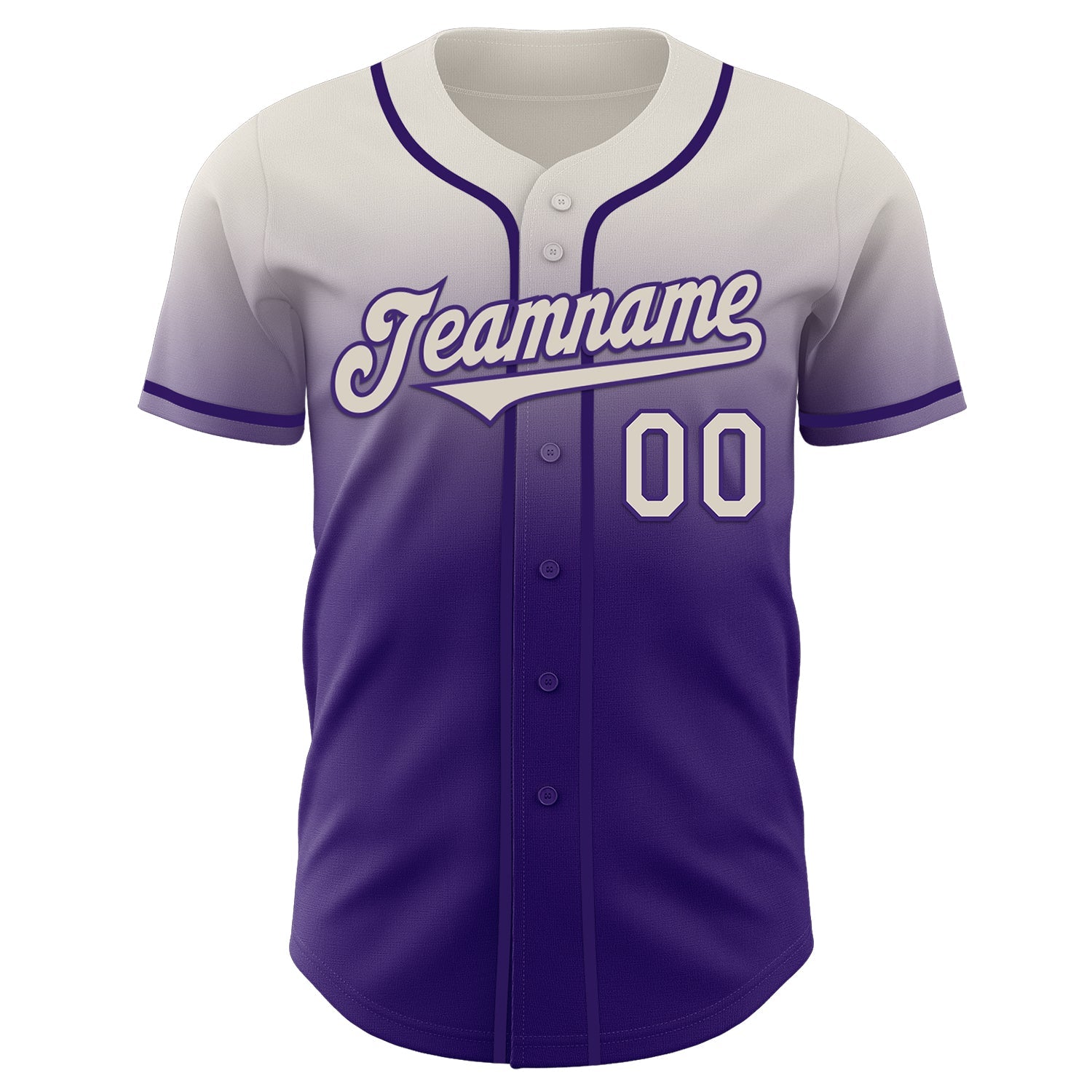 Custom Cream Purple Authentic Fade Fashion Baseball Jersey view 2