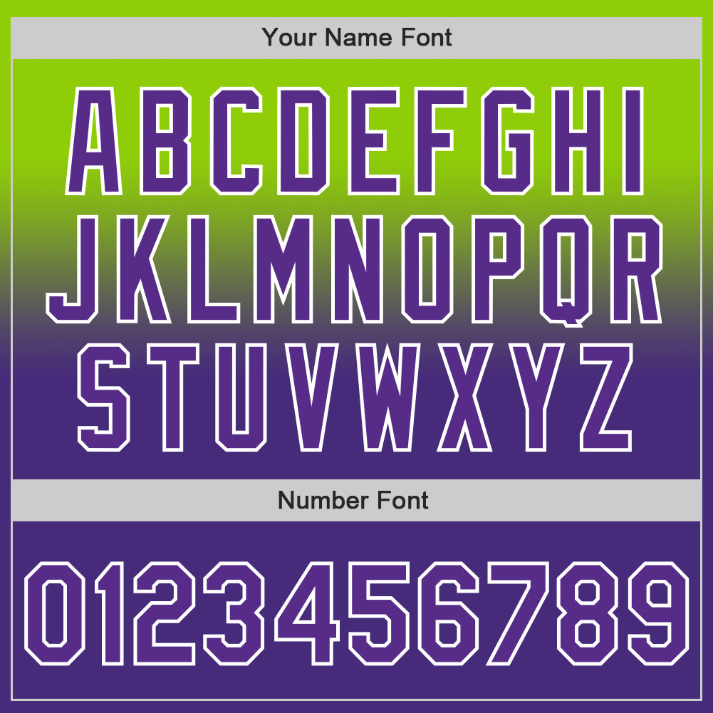 Custom Neon Green Purple-White Authentic Fade Fashion Baseball Jersey view 5