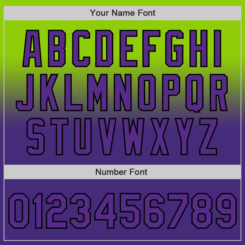 Custom Neon Green Purple-Black Authentic Fade Fashion Baseball Jersey view 5