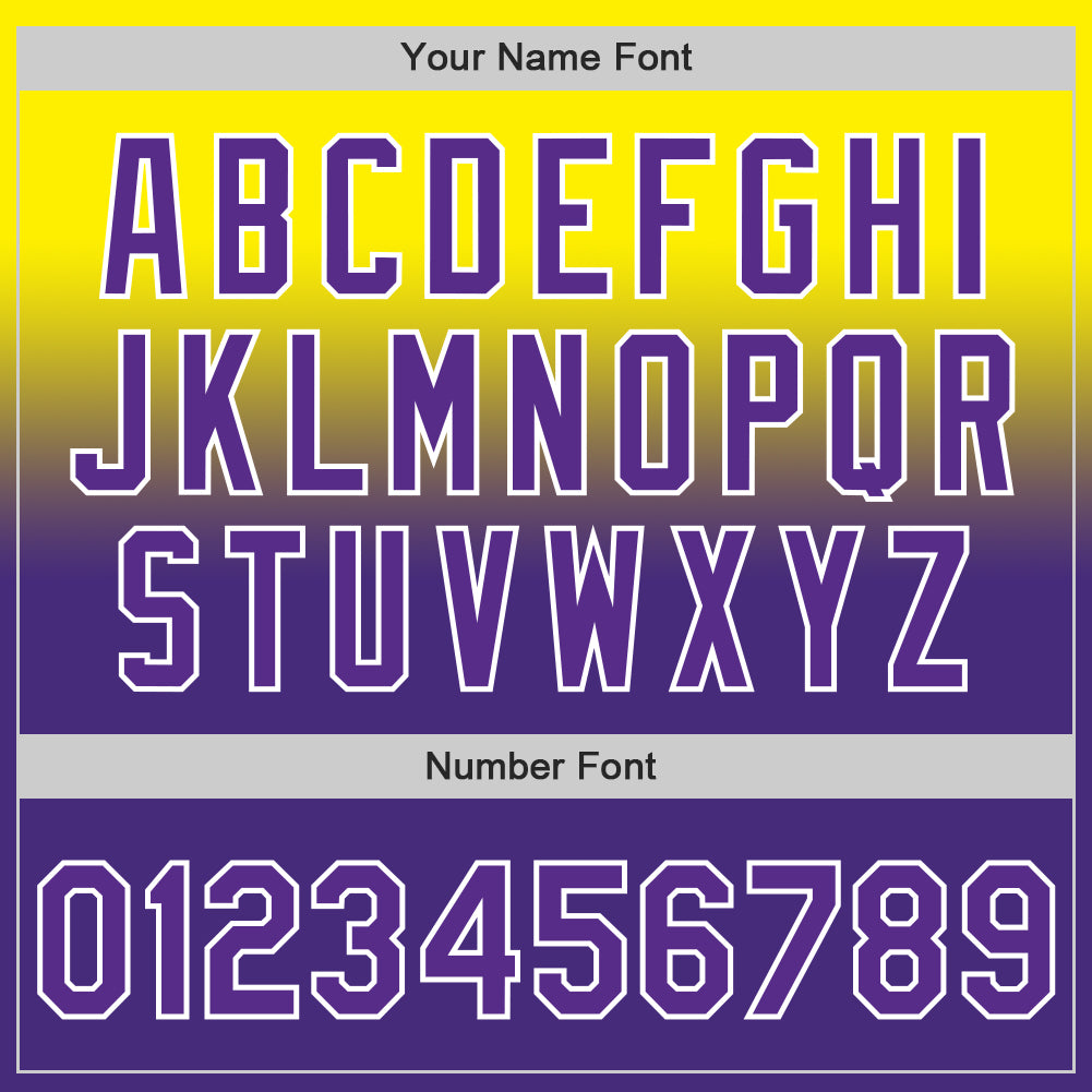 Custom Light Yellow Purple-White Authentic Fade Fashion Baseball Jersey view 5