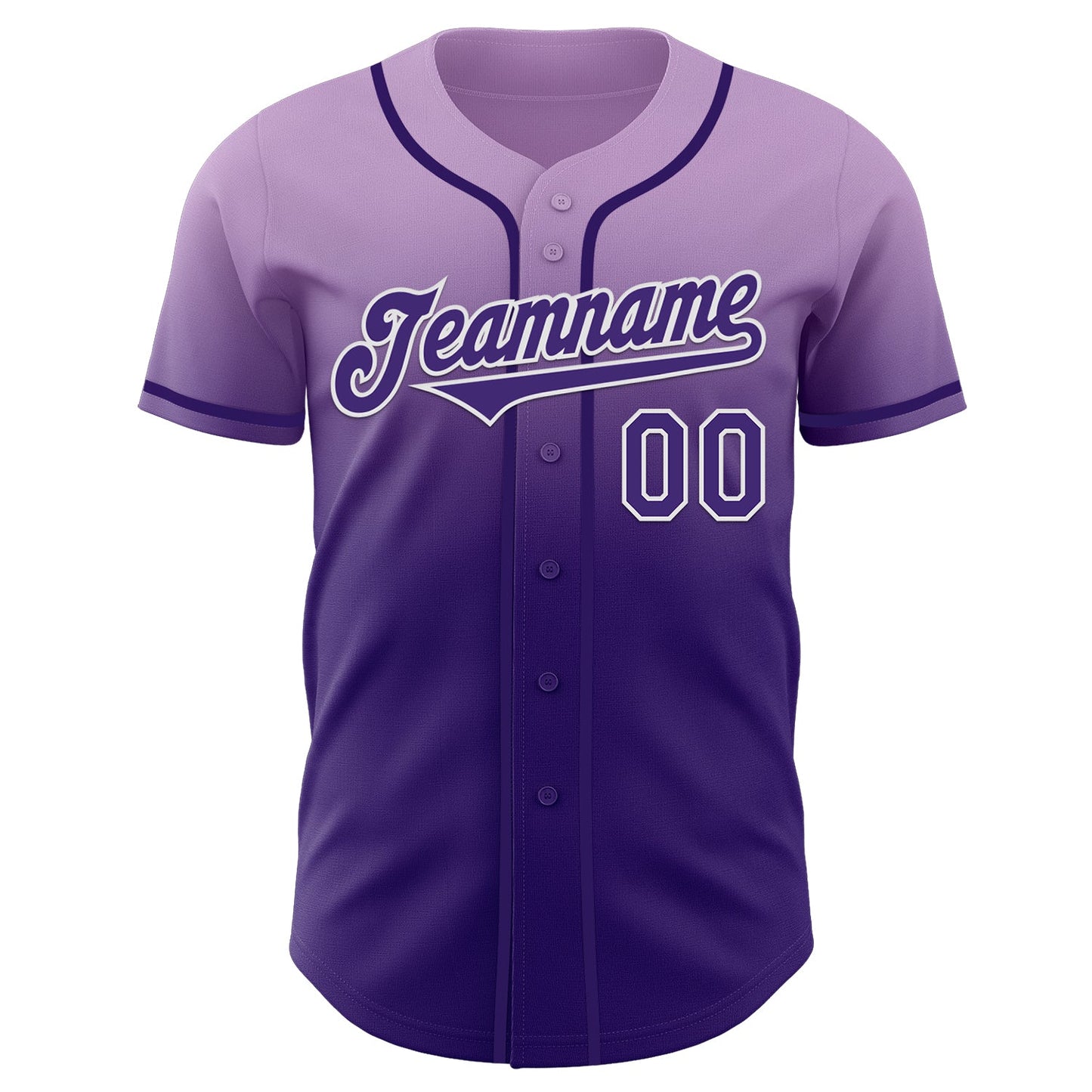 Custom Light Purple Purple-White Authentic Fade Fashion Baseball Jersey view 2