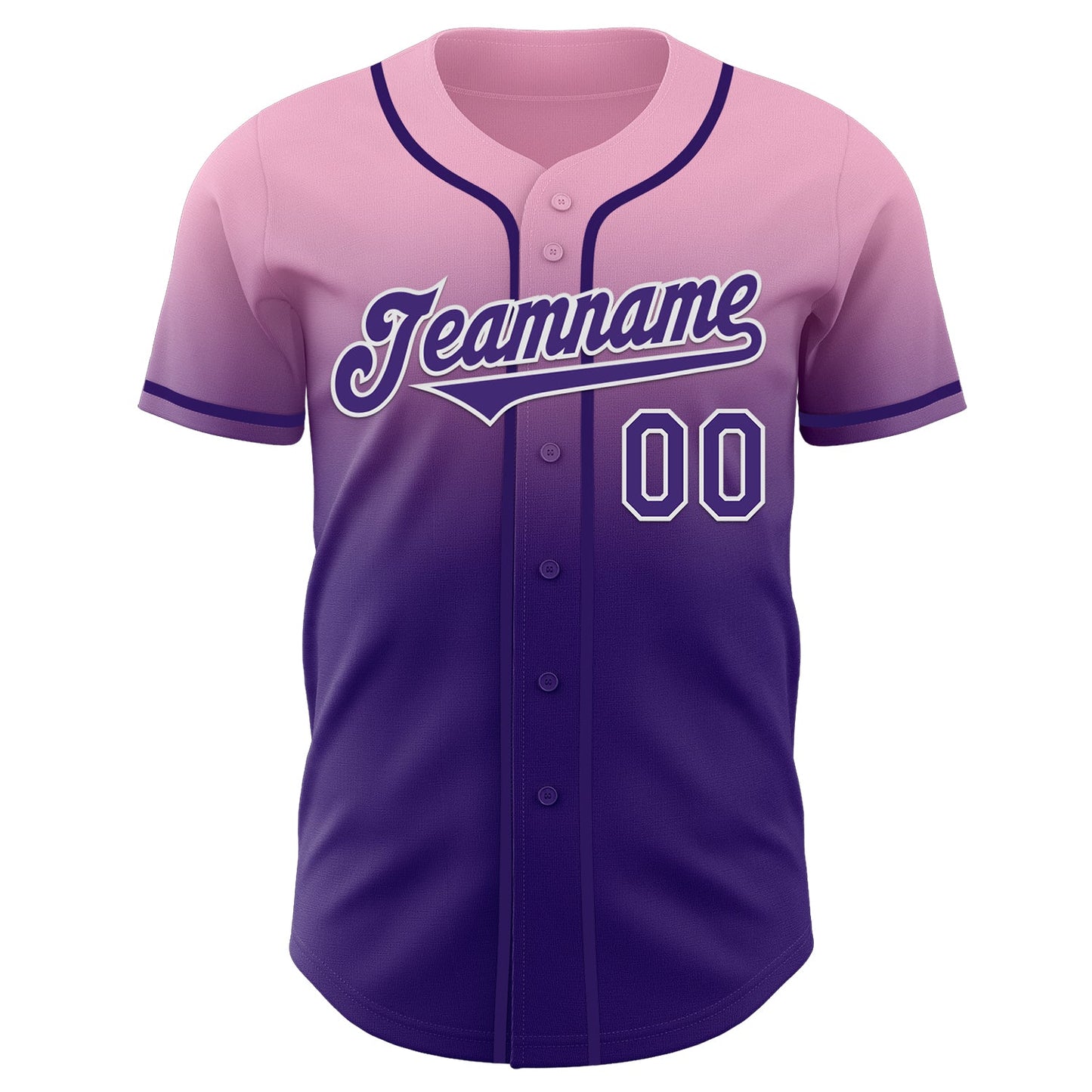 Custom Light Pink Purple-White Authentic Fade Fashion Baseball Jersey view 2