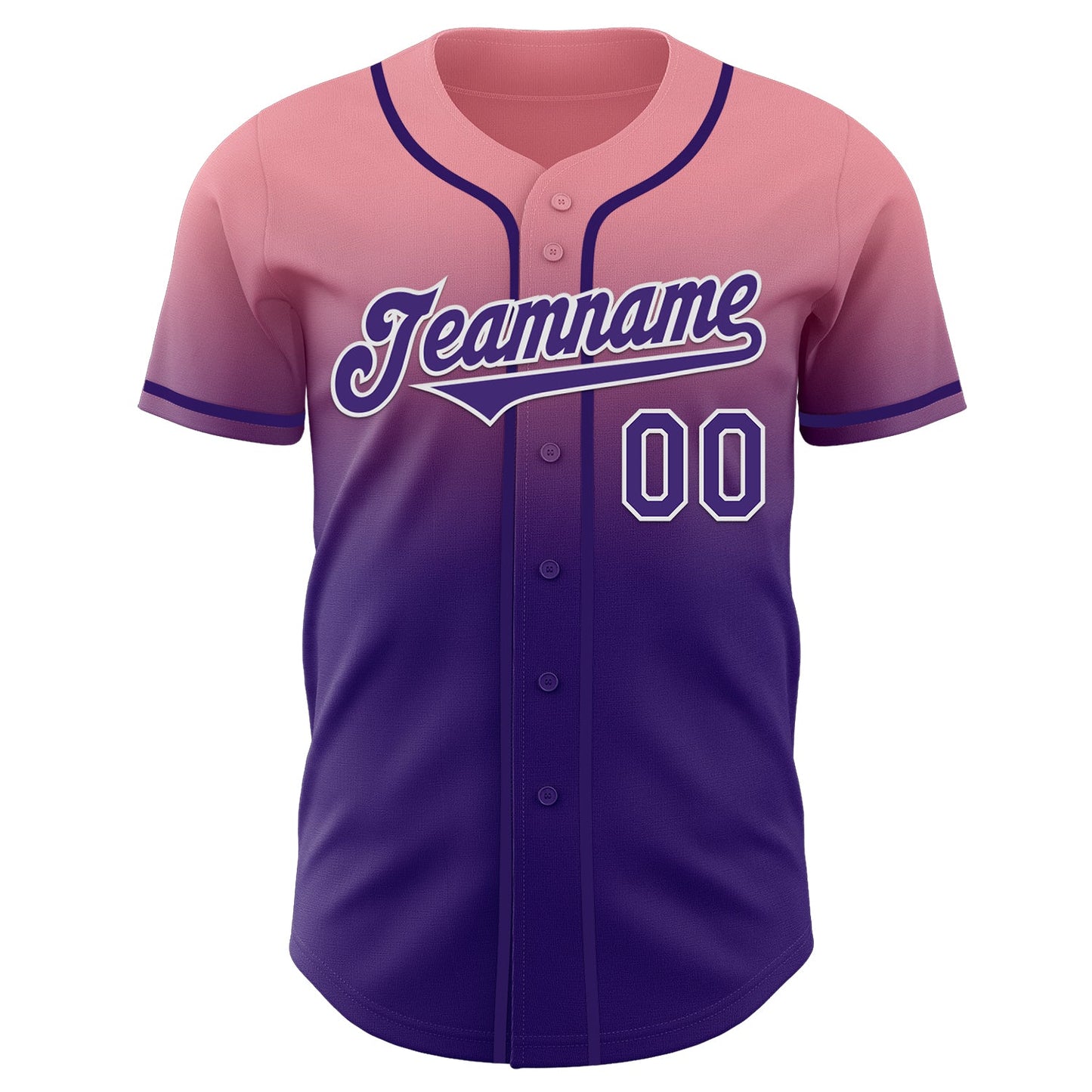 Custom Medium Pink Purple-White Authentic Fade Fashion Baseball Jersey view 2