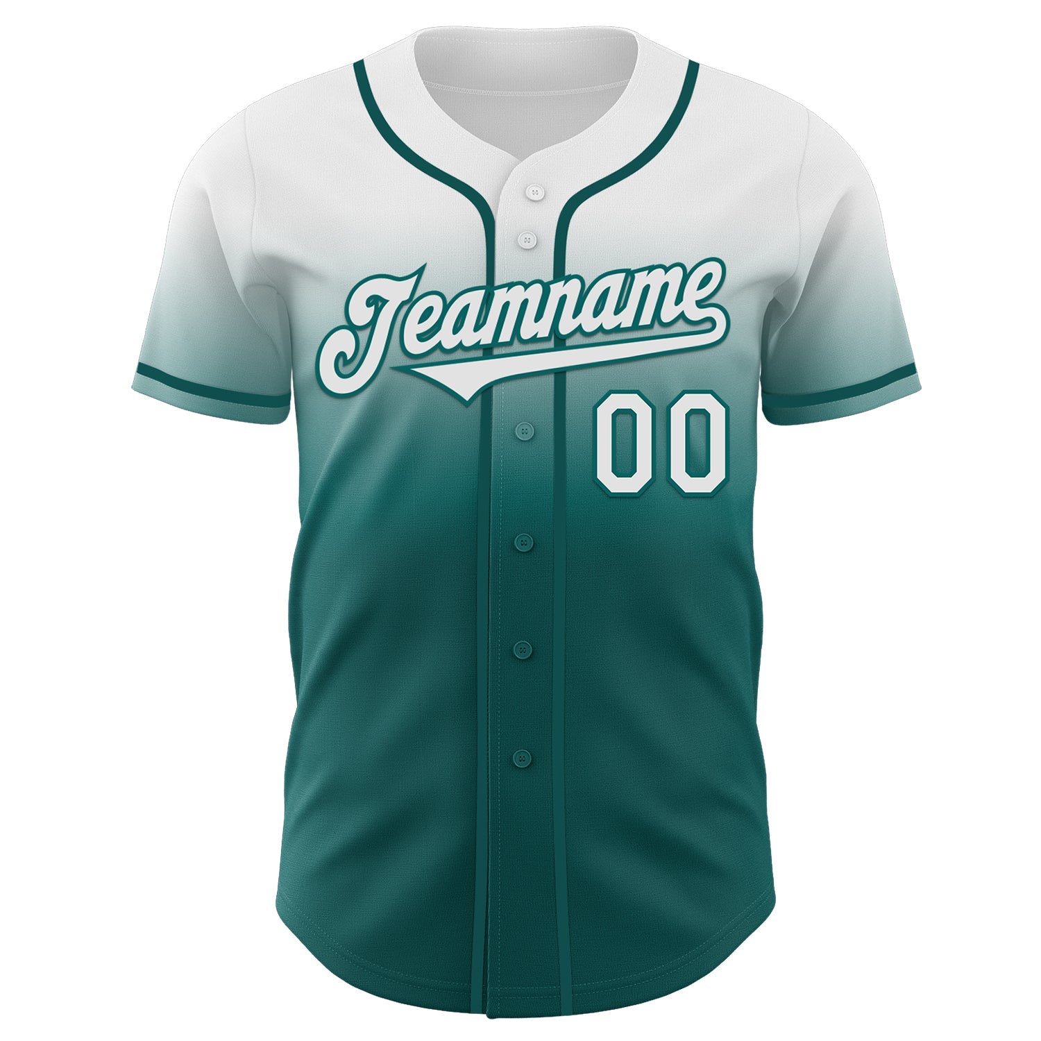Custom White Teal Authentic Fade Fashion Baseball Jersey view 2