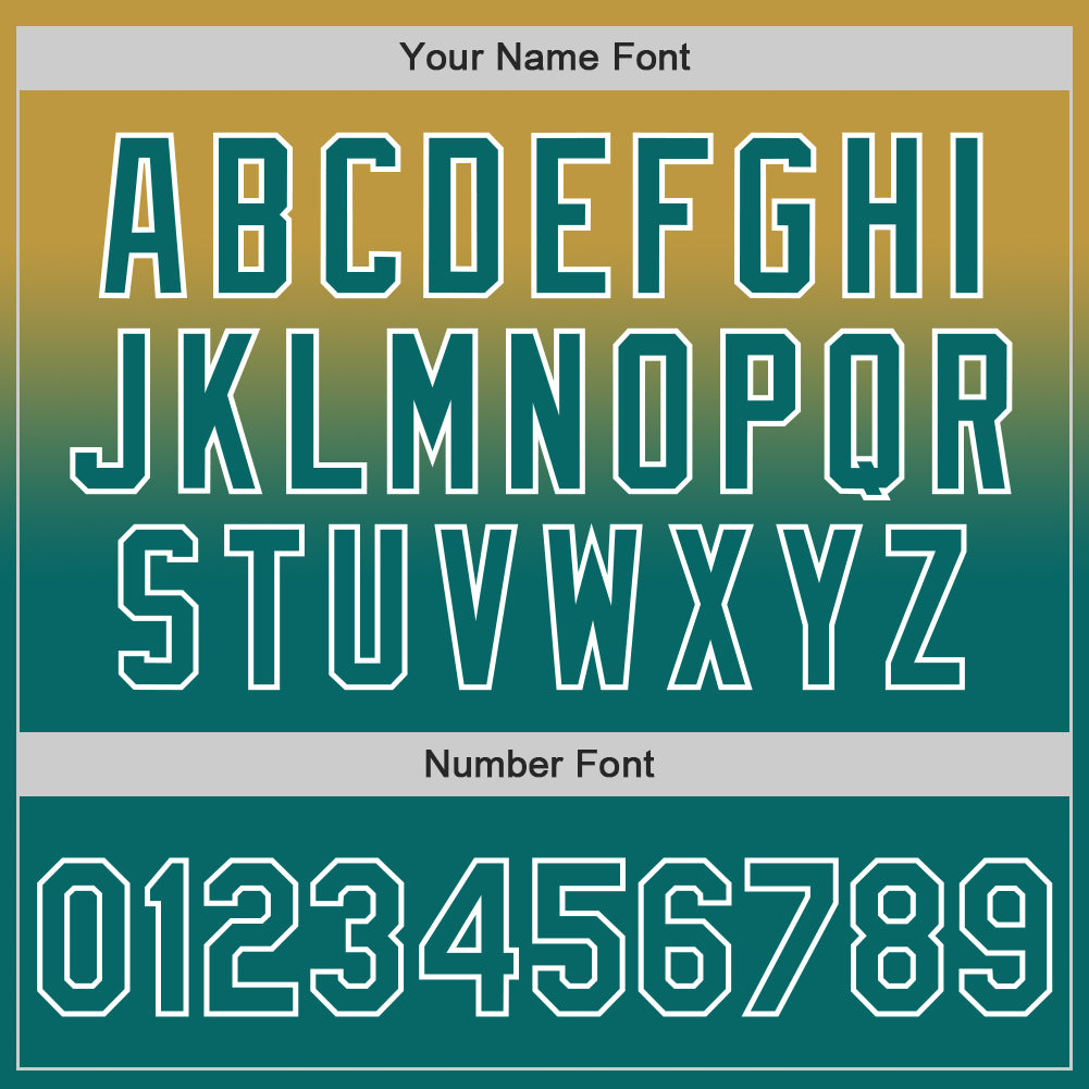 Custom Old Gold Teal-White Authentic Fade Fashion Baseball Jersey view 5
