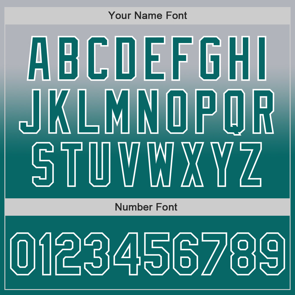 Custom Gray Teal-White Authentic Fade Fashion Baseball Jersey view 5