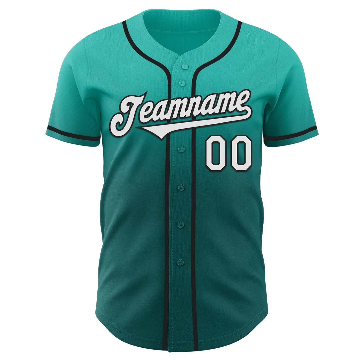 Custom Aqua White Teal-Black Authentic Fade Fashion Baseball Jersey view 2