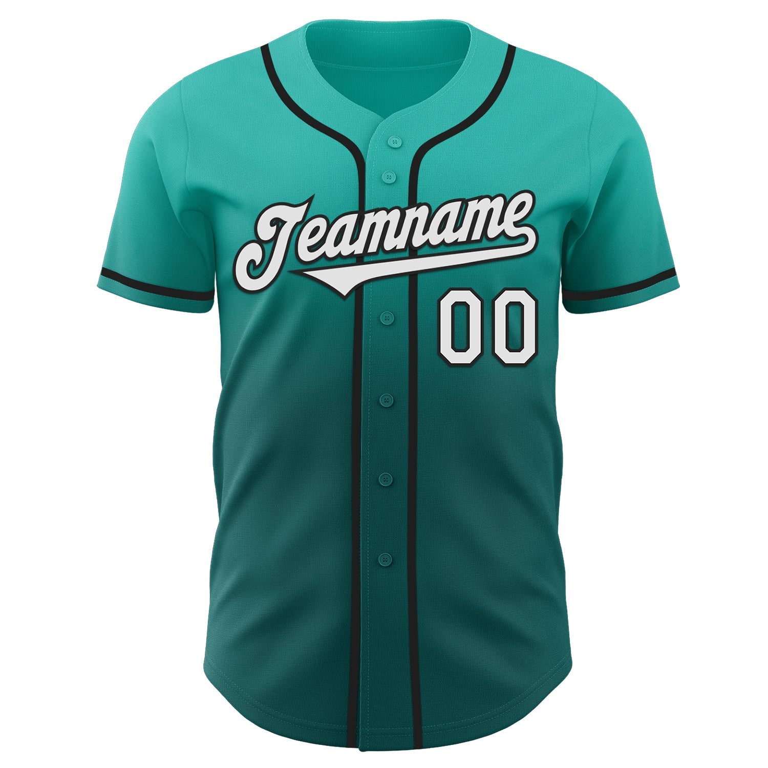 Custom Aqua White Teal-Black Authentic Fade Fashion Baseball Jersey view 2